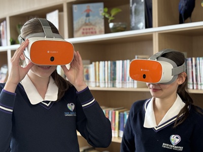 Students wearing VR head sets
